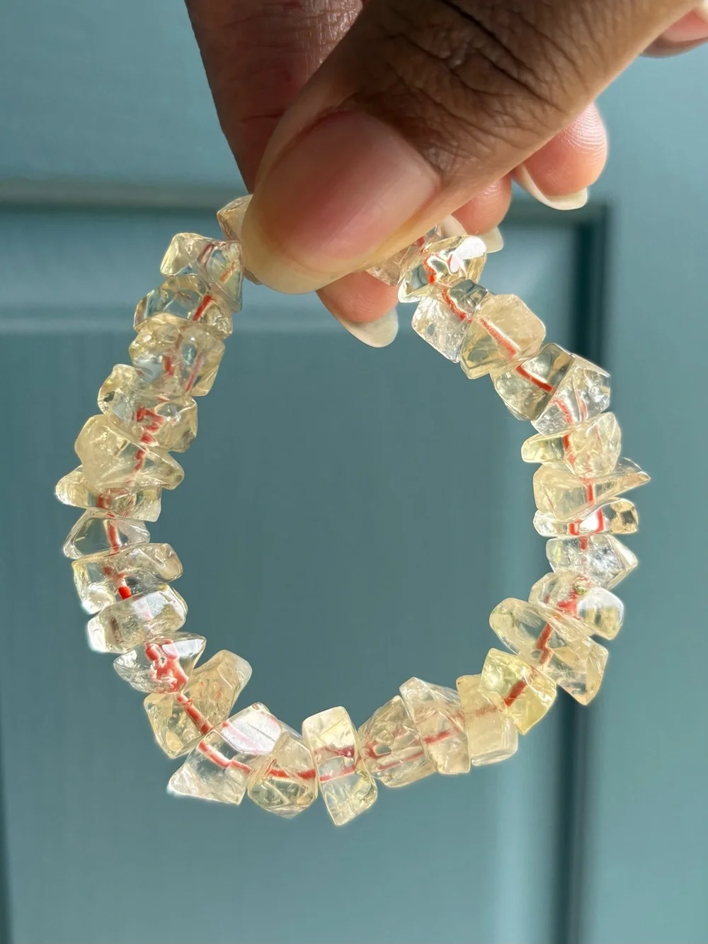 Lemon Citrine Chip Crystal Bracelet 9-10mm